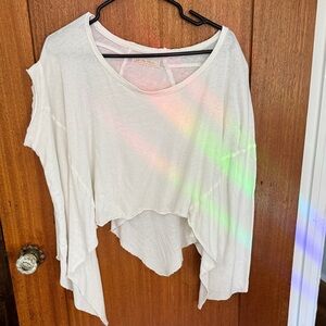Free People Ivory Asymmetrical Tee